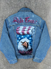 Load image into Gallery viewer, Vintage Ride Free Harley Davidson Airbrushed Jean Jacket (XS)
