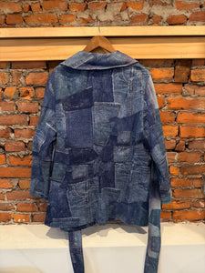 True Vintage Patchwork Print Womens Jean Overcoat (WXL)