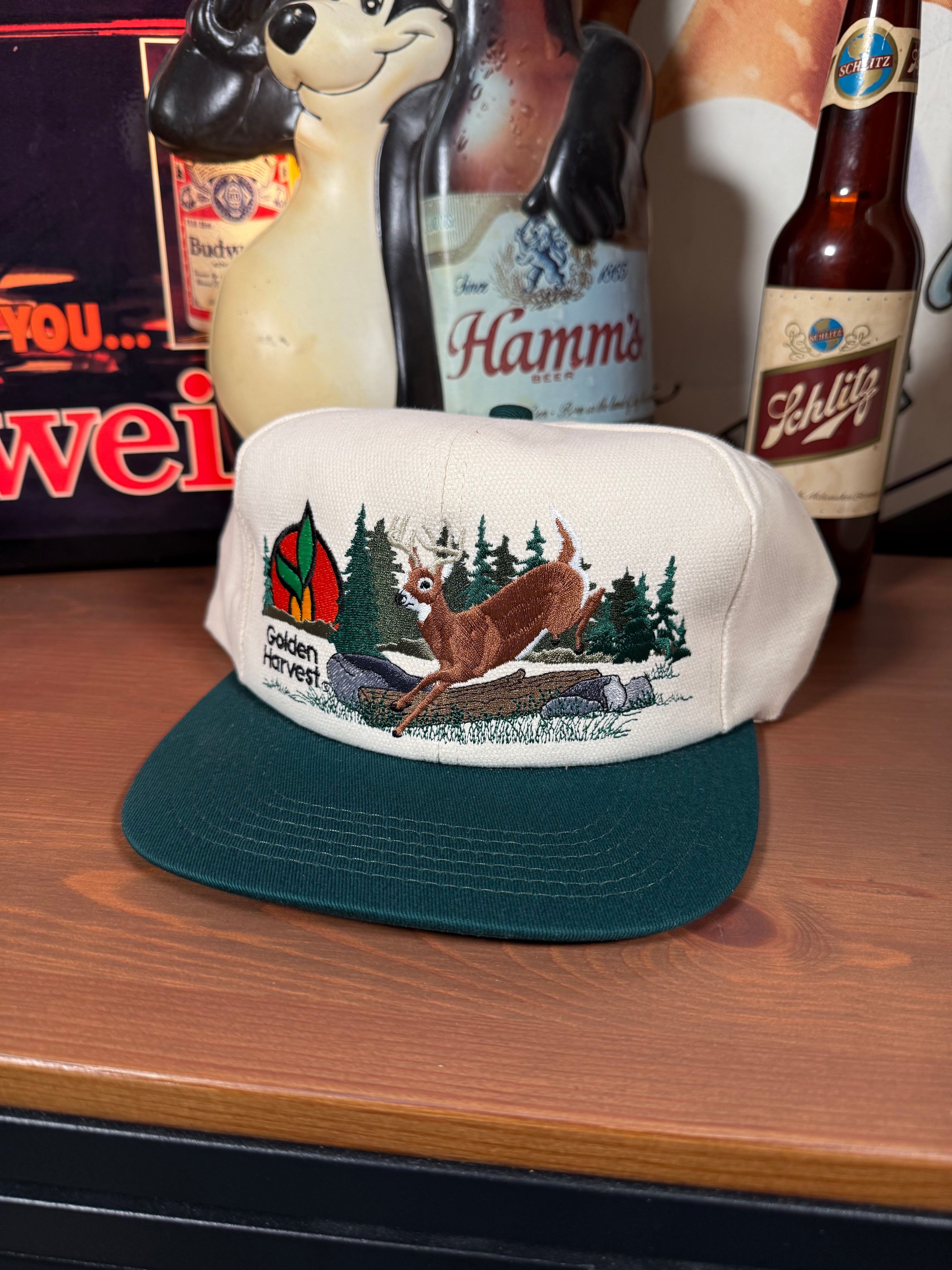 Vintage Golden Harvest Jumping Deer Snapback Hat