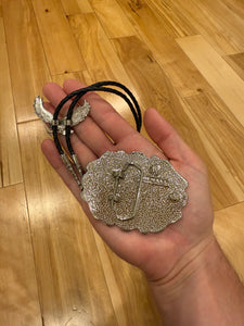 Vintage Soaring Eagle Belt Buckle + Bolo Tie Combo
