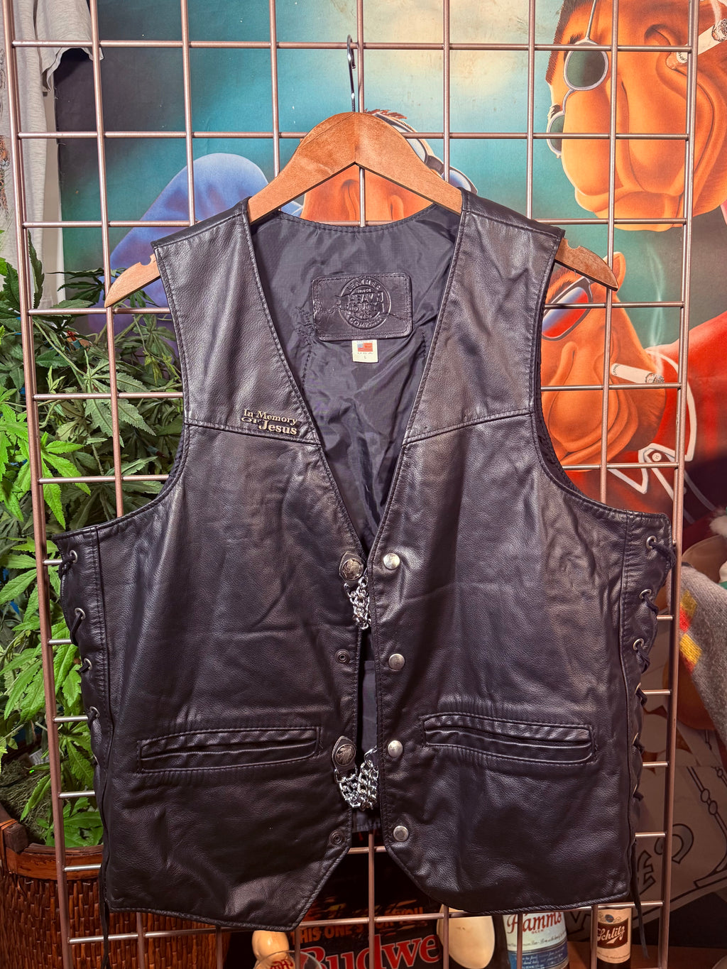 Leather & Grace Jesus Leather Vest (L)