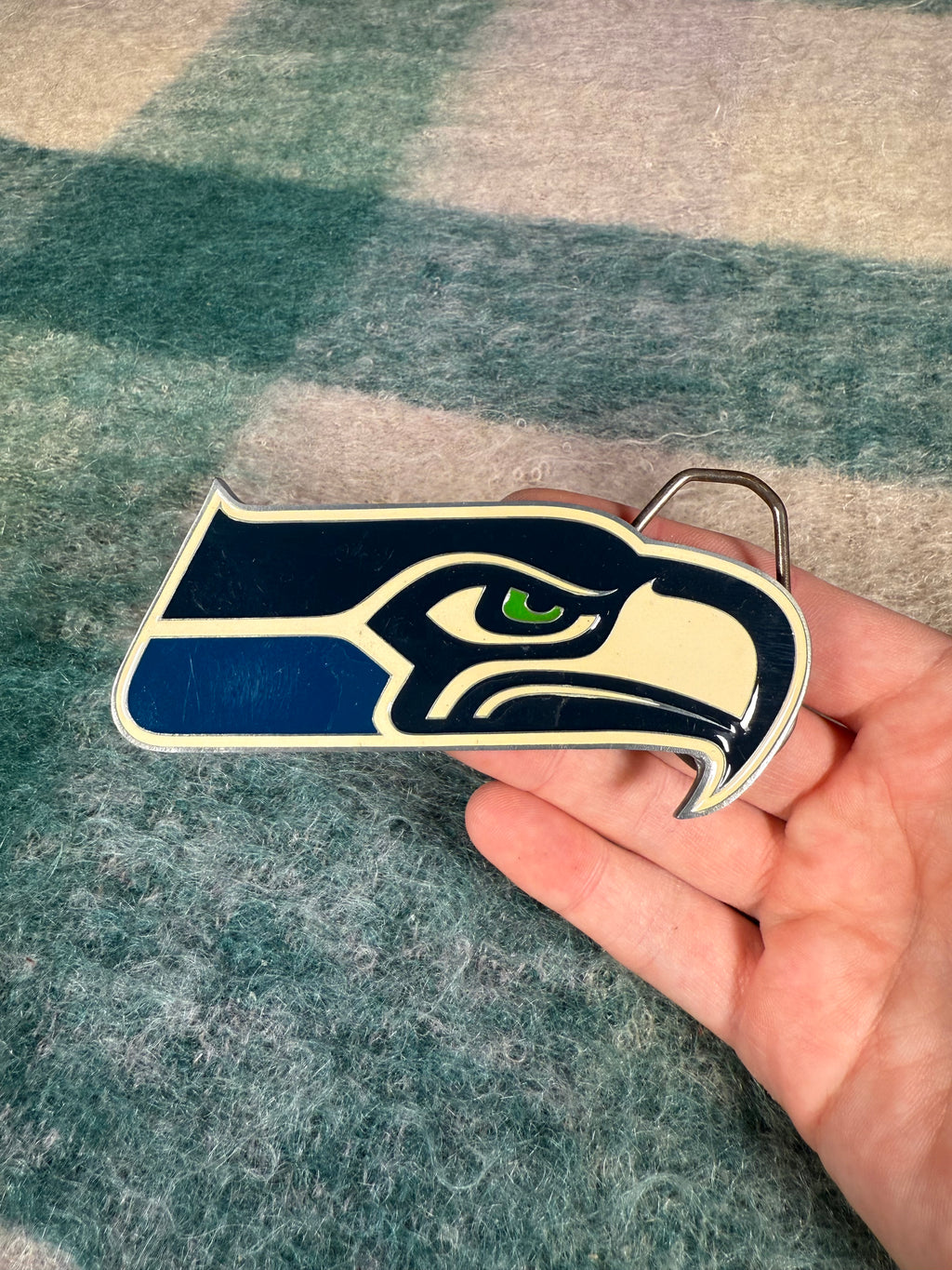 Vintage 2000s Seattle Seahawks Big Logo Belt Buckle