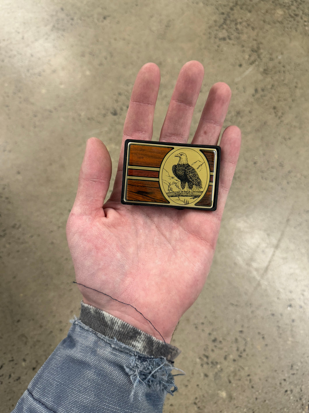Vintage Bald Eagle Wooden Belt Buckle