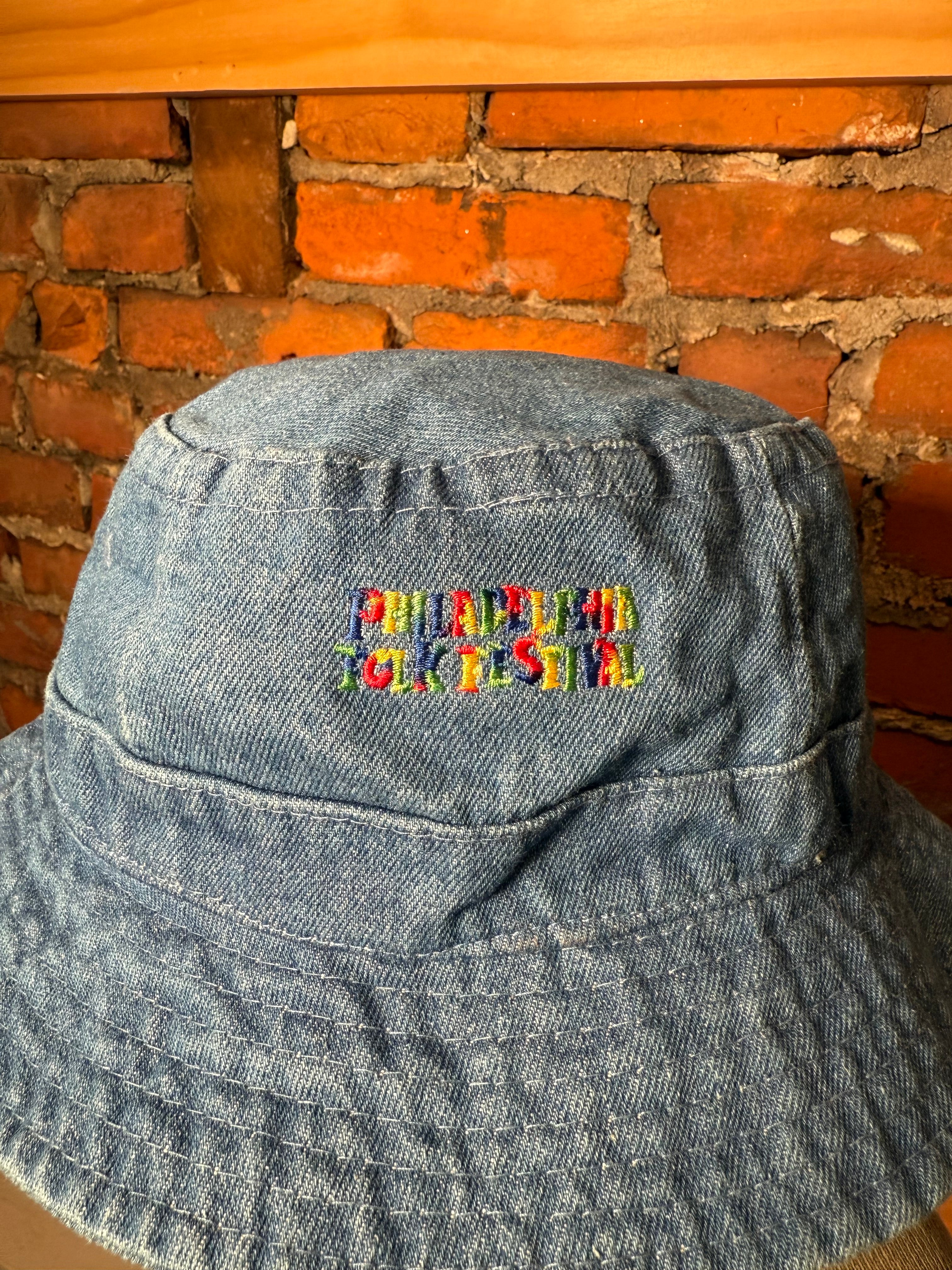 Vintage Philadelphia Folk Festival Denim Bucket Hat (One Size)