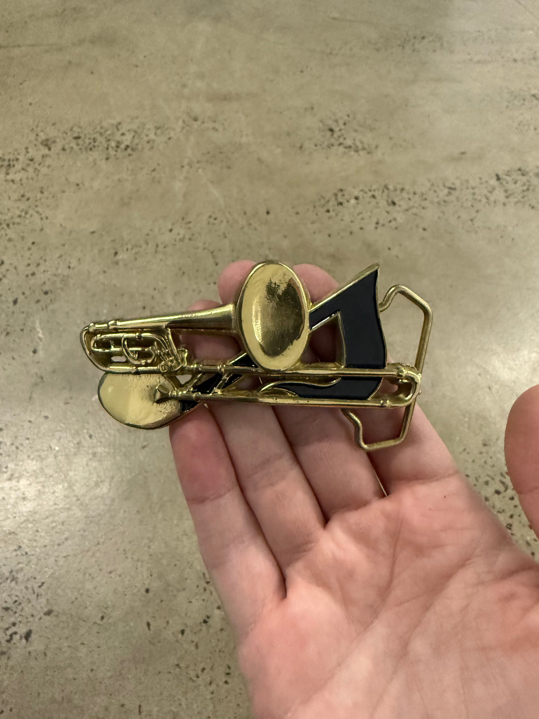 Vintage 80s Trumpet Belt Buckle