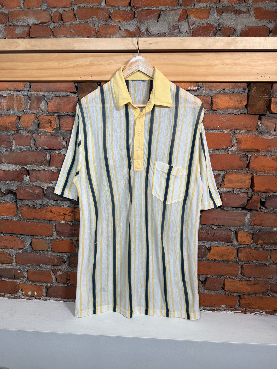 Vintage 80s Super Thin Striped Polo (XL)