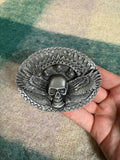 Vintage Winged Skull Spike Belt Buckle