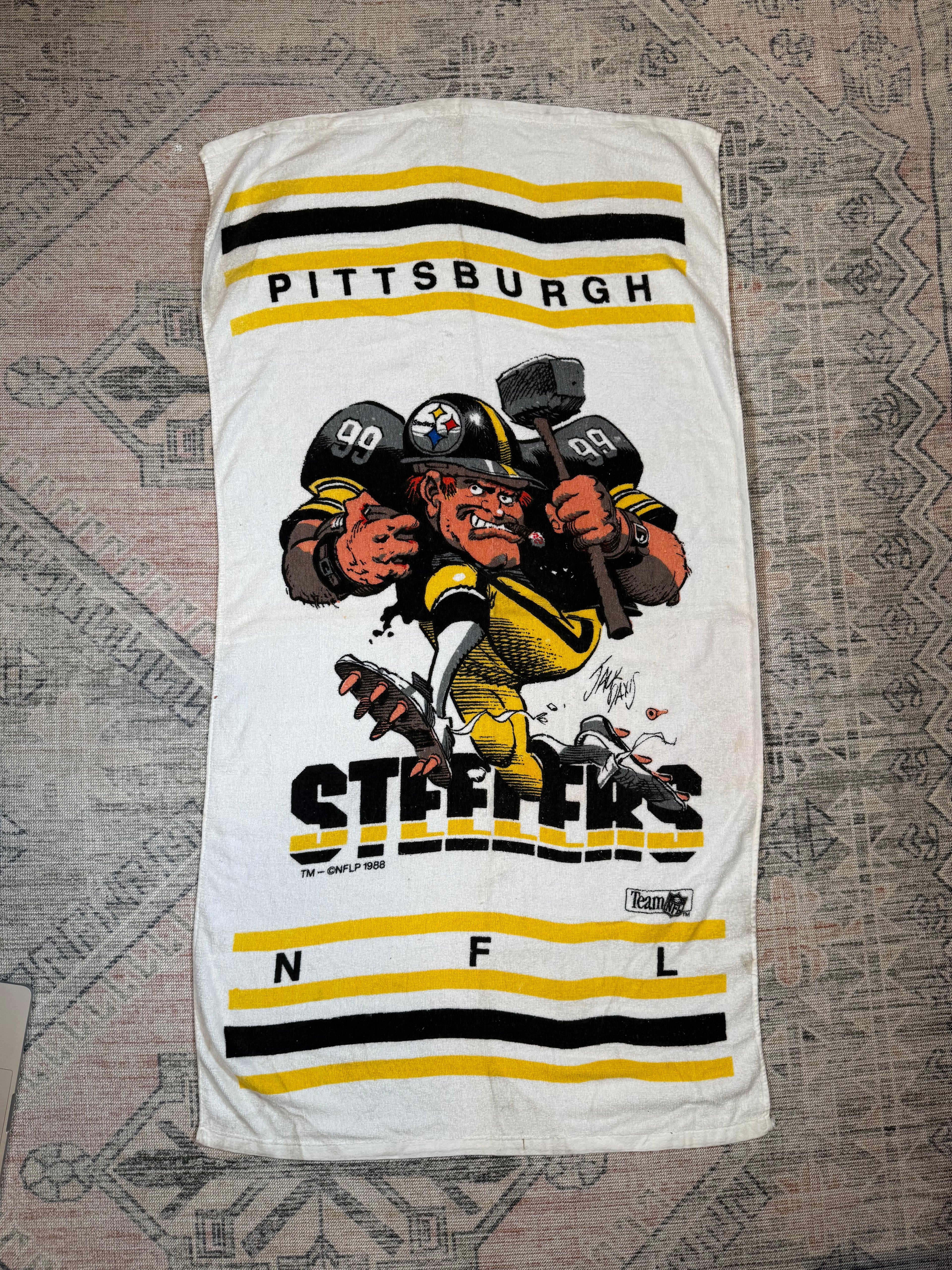 Vintage 1988 Jack Davis Pittsburgh Steelers Towel