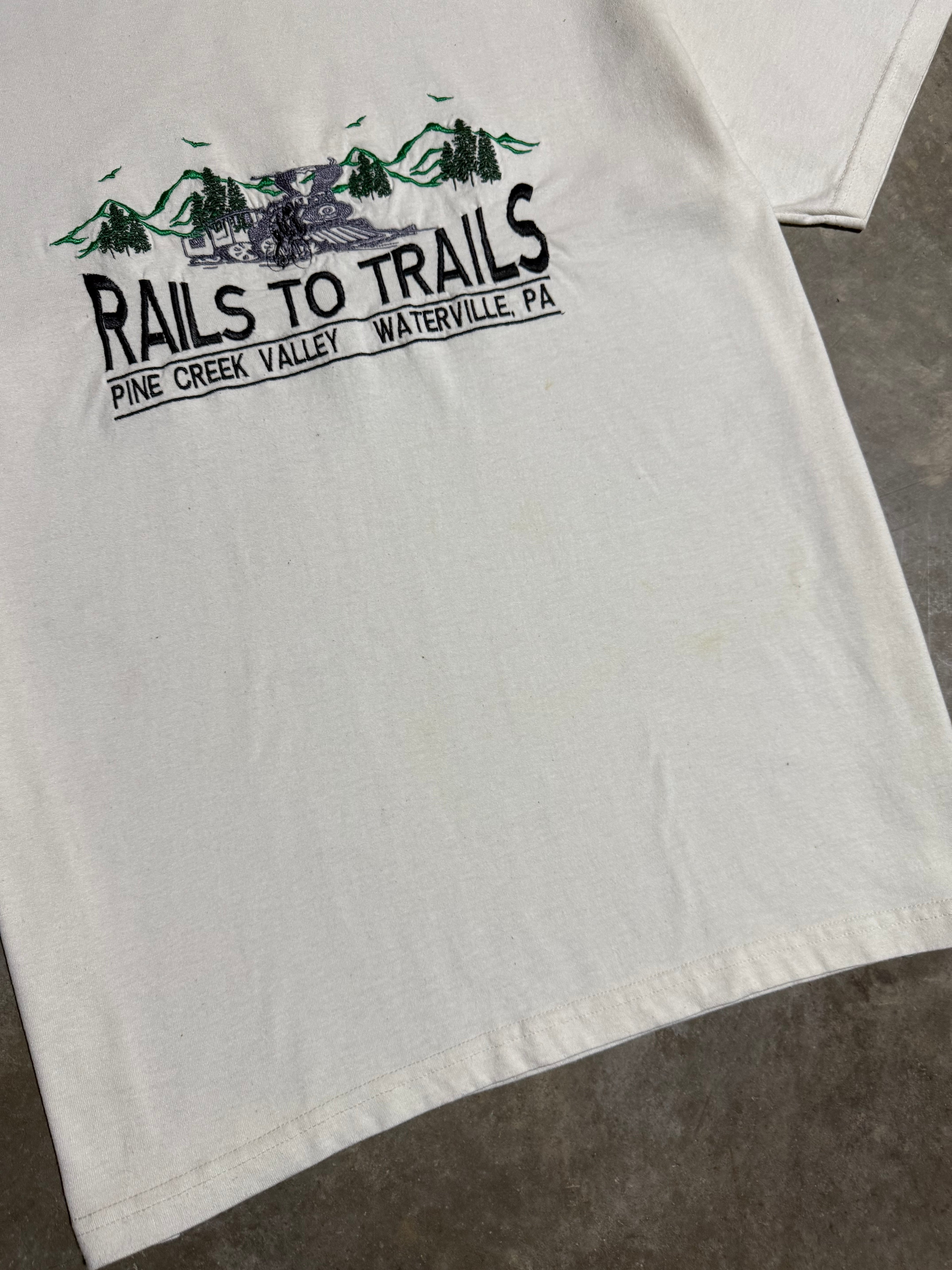 Vintage Rails to Trails Embroidered Tee (L)
