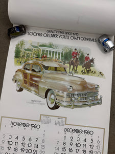 Vintage 1980 General Tire Calendar (17x26.5inch)(Missing Pages)