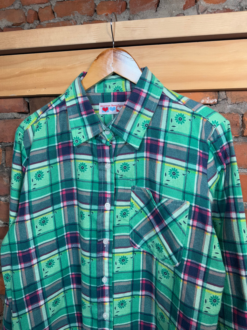 Vintage American Sweetheart Green Flannel Shirt (WL)