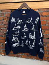Load image into Gallery viewer, Vintage All Over Print Lighthouse Crewneck (L)
