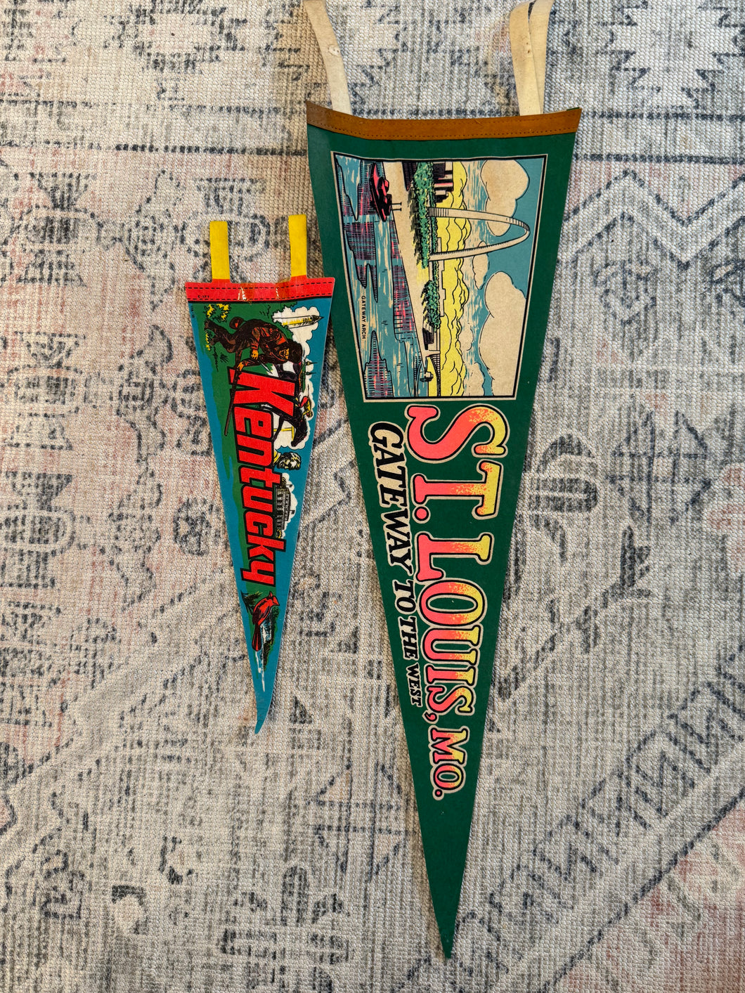 Lot of 2 Vintage Pennants - St Louis and Kentucky