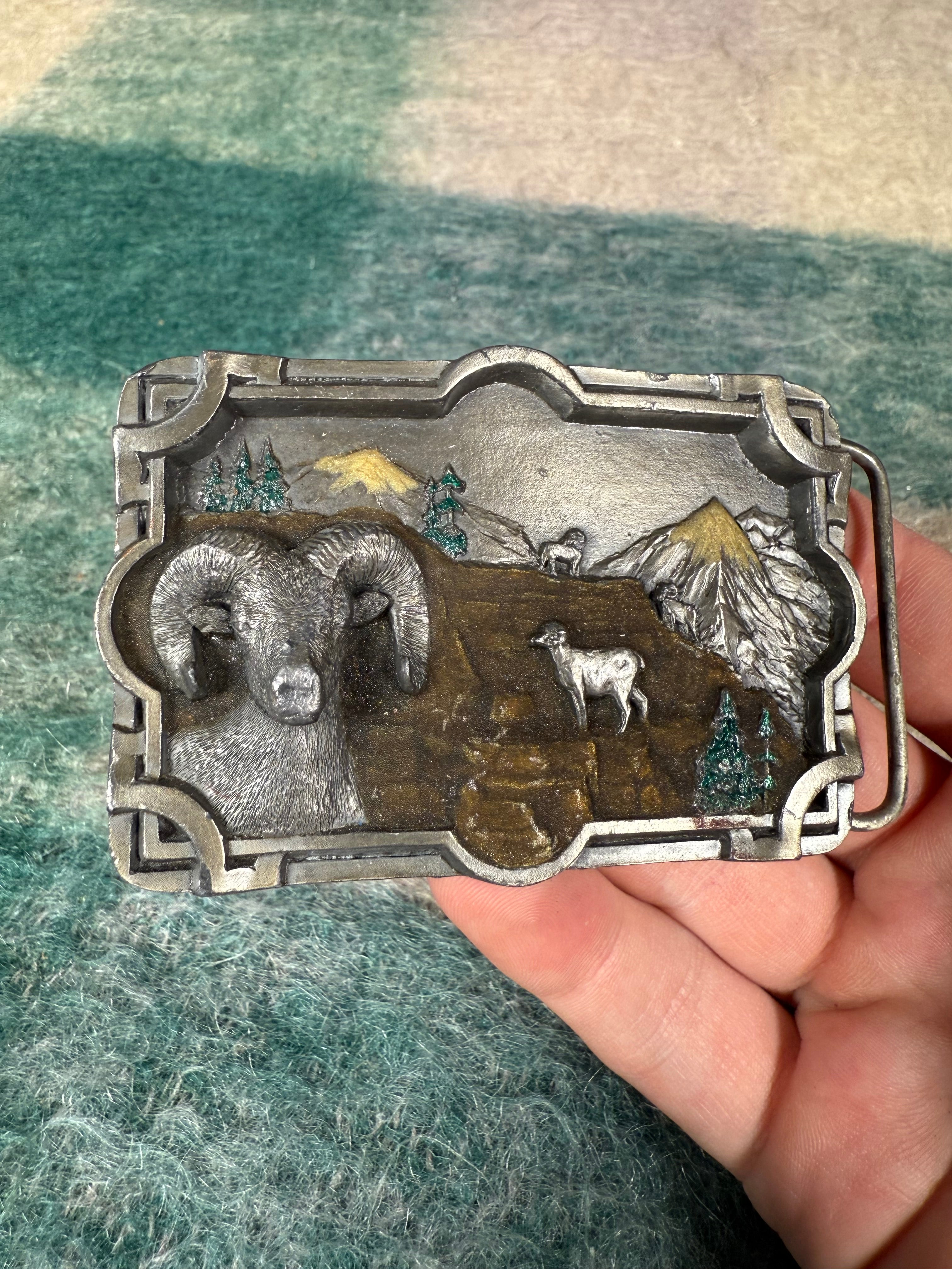 Vintage Ram Landscape Belt Buckle