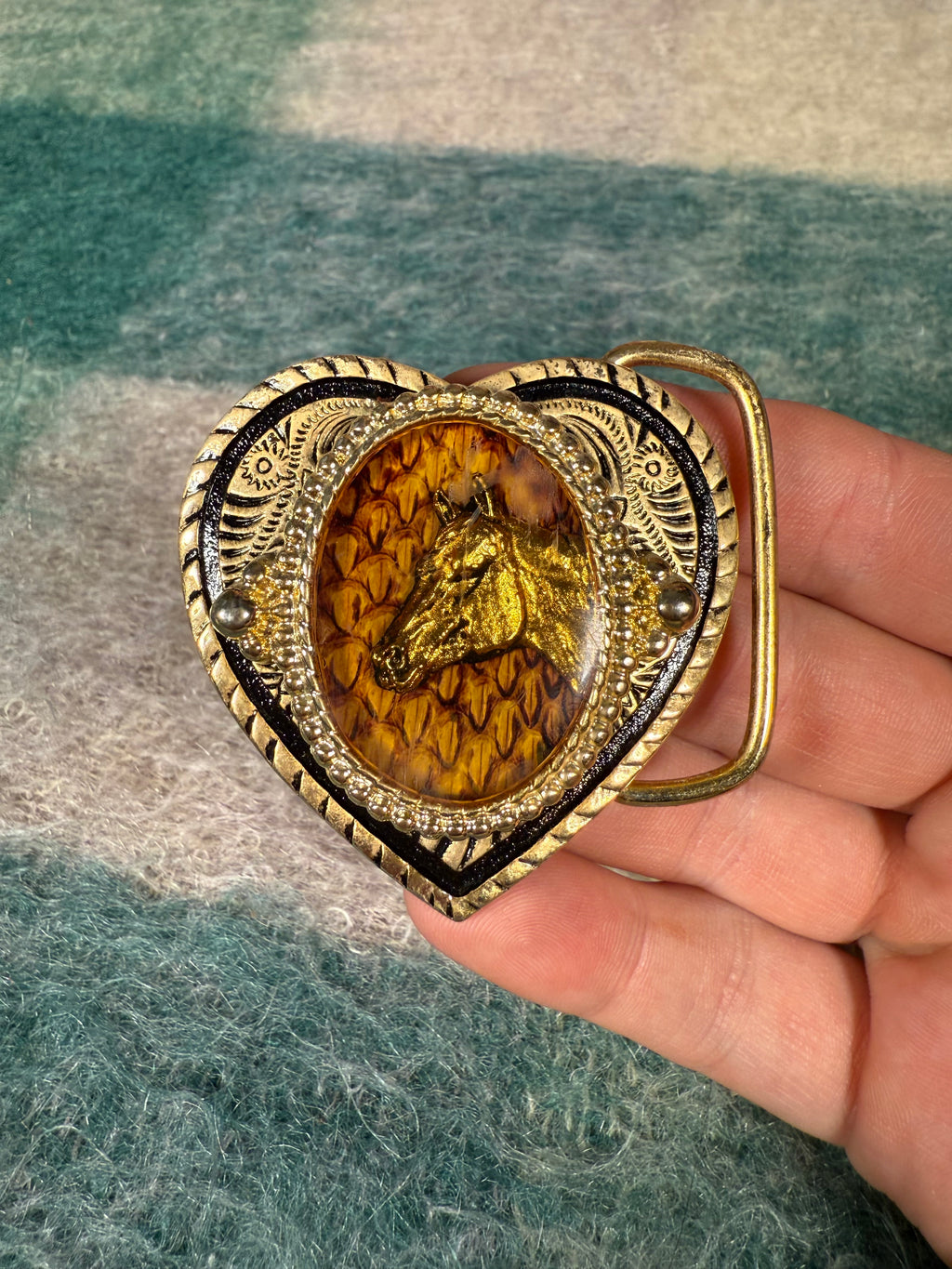 Vintage Horse Heart Belt Buckle