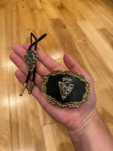Vintage Arrowhead Belt Buckle + Bolo Tie Combo