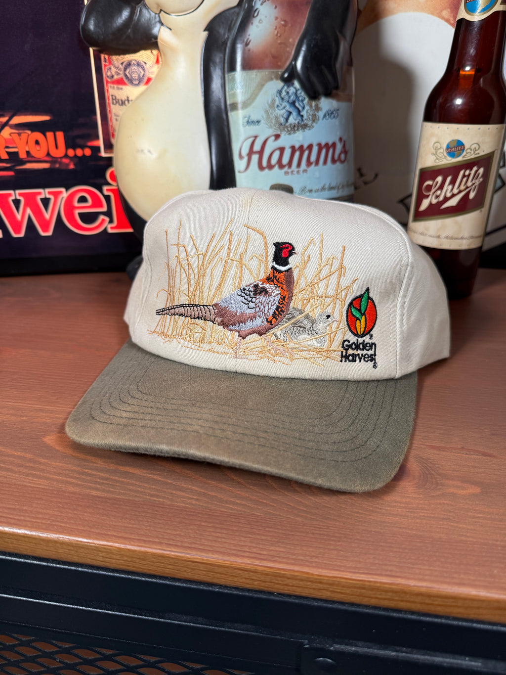 Vintage Distressed Pheasant Golden Harvest K Products Hat