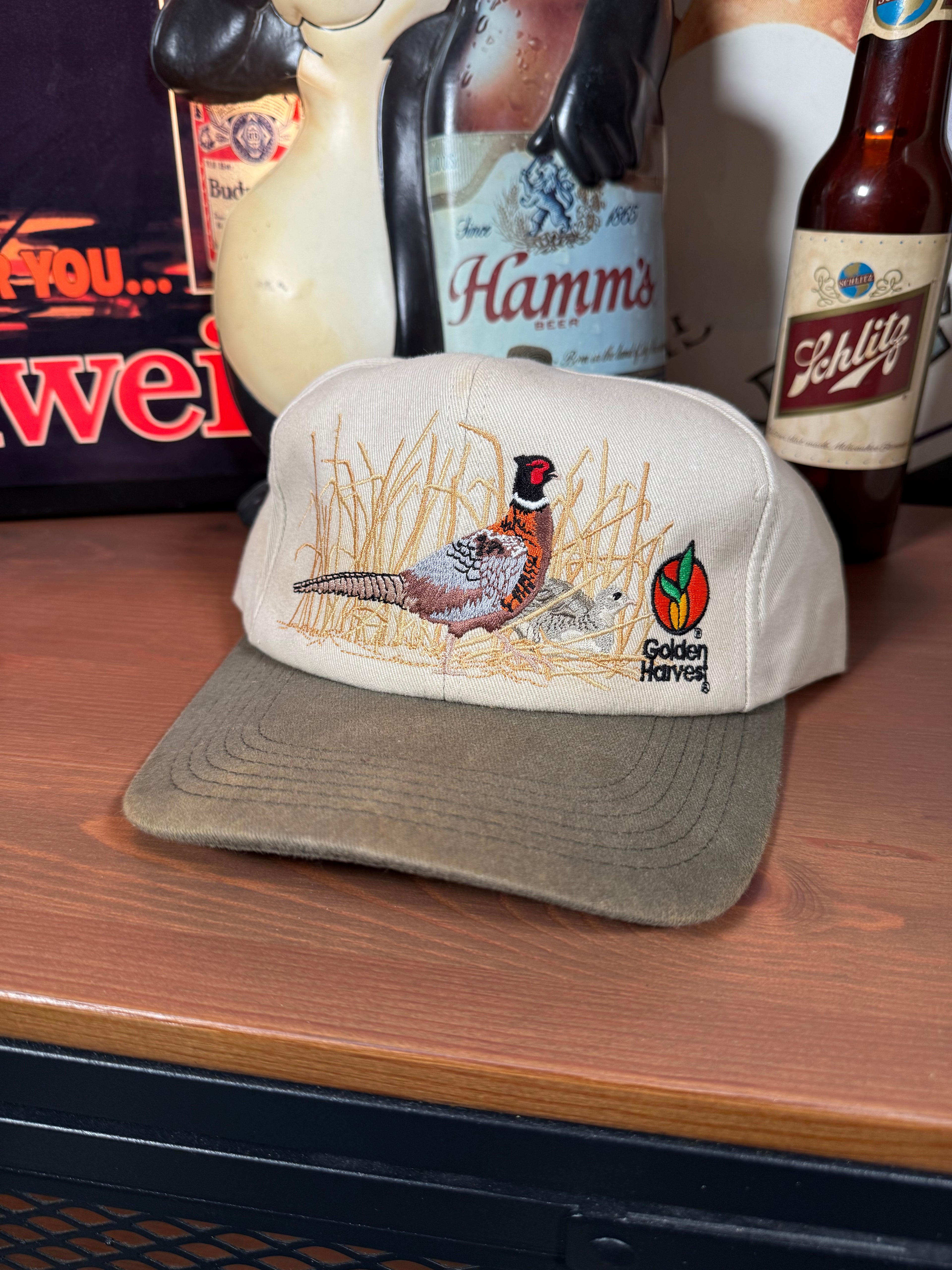 Vintage Distressed Pheasant Golden Harvest K Products Hat