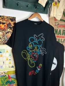 Vintage 90s Neon Light Mickey Mouse Tee (XL Long)