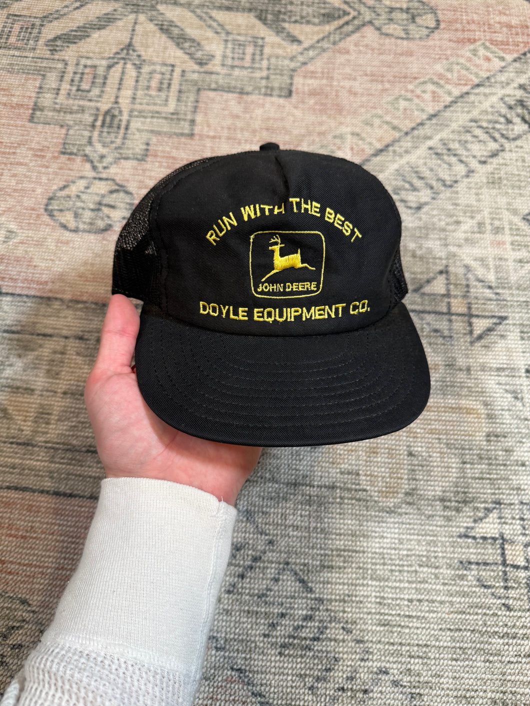Vintage John Deere Run With The Best Black Trucker Hat