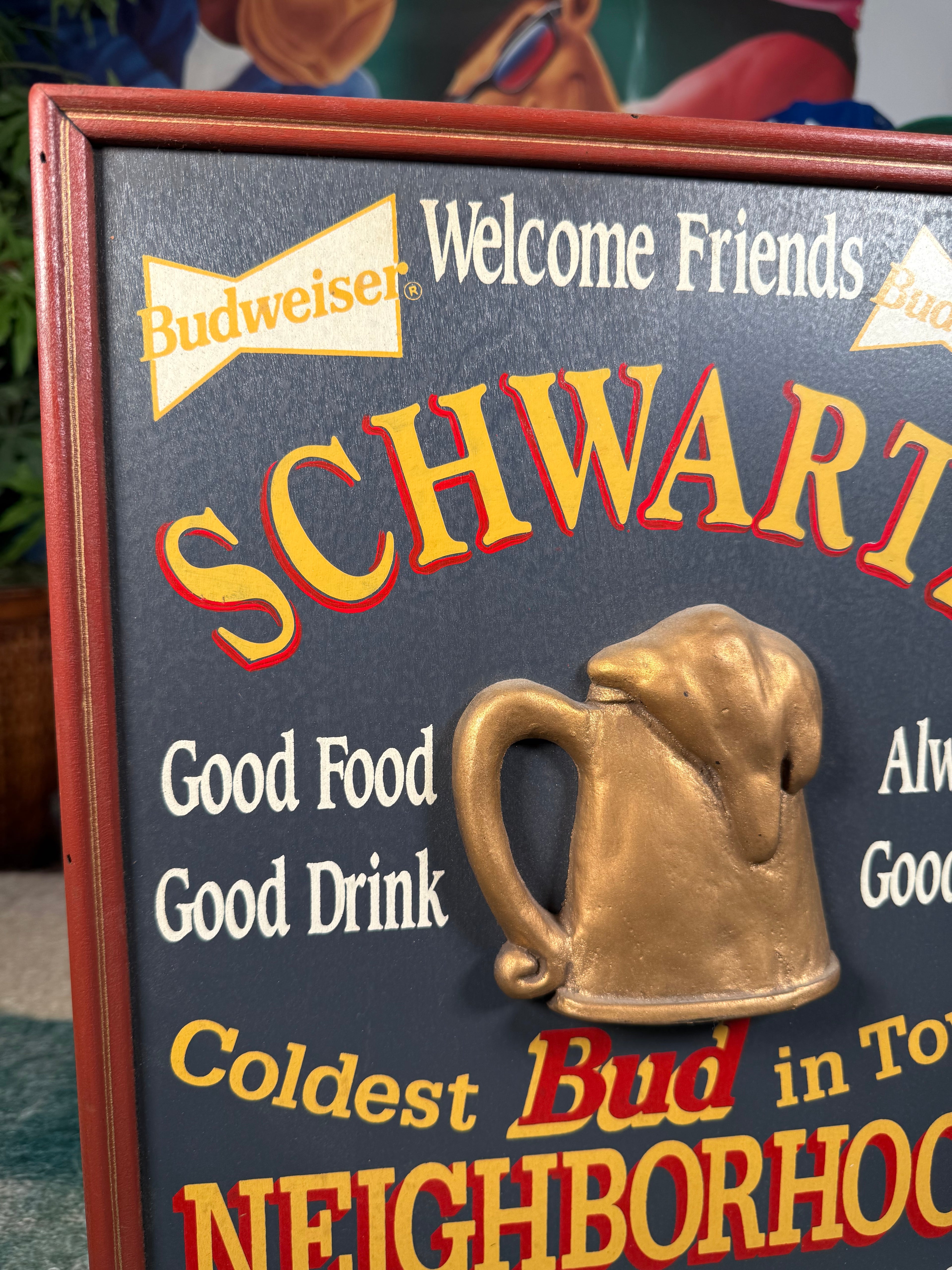 Vintage Budweiser Neighborhood Pub Bar Sign