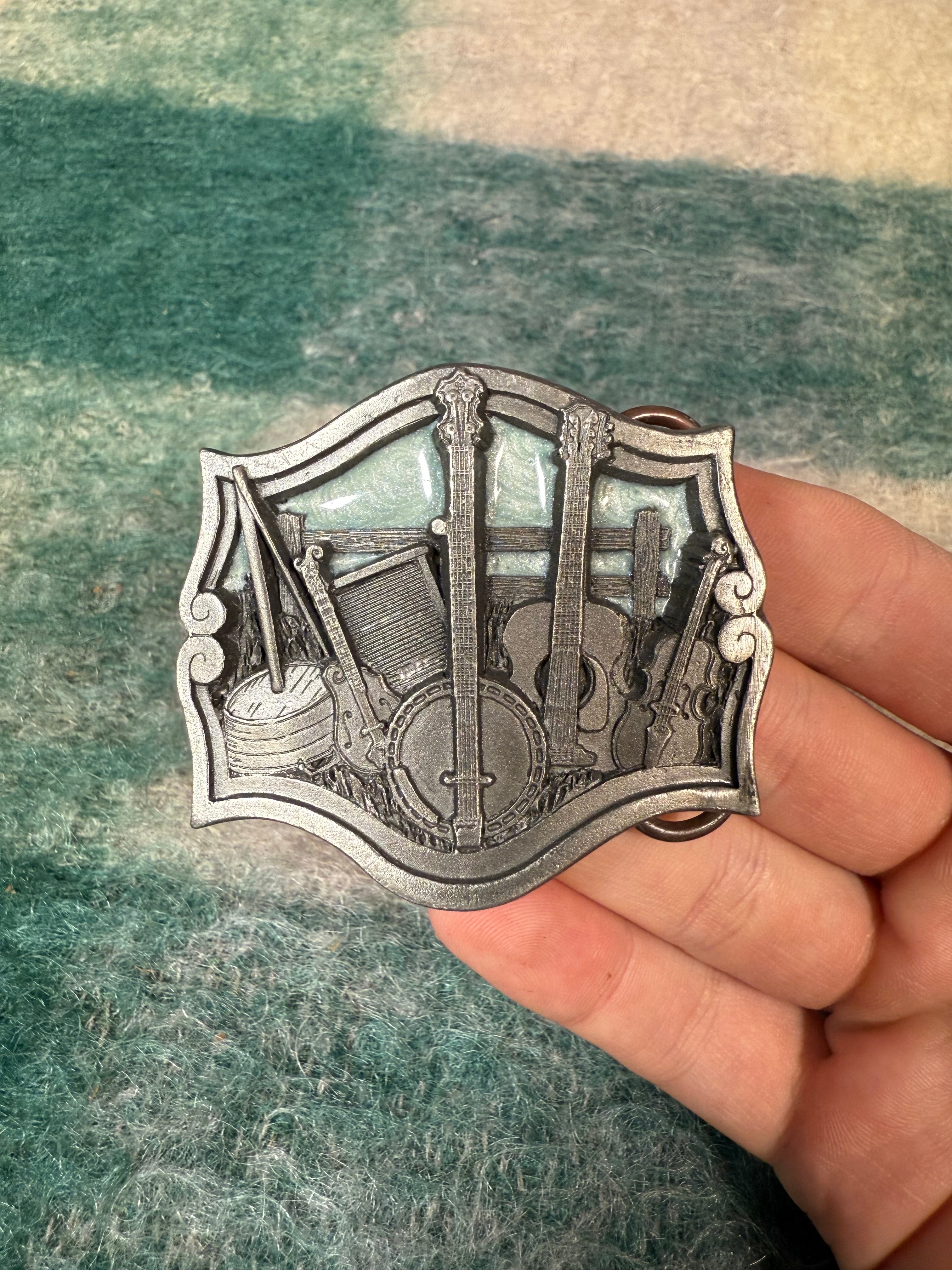 Vintage Country Music Instruments Belt Buckle