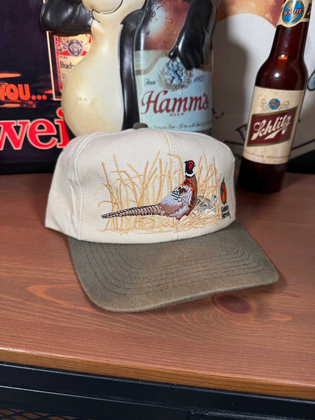 Vintage Distressed Pheasant Golden Harvest K Products Hat