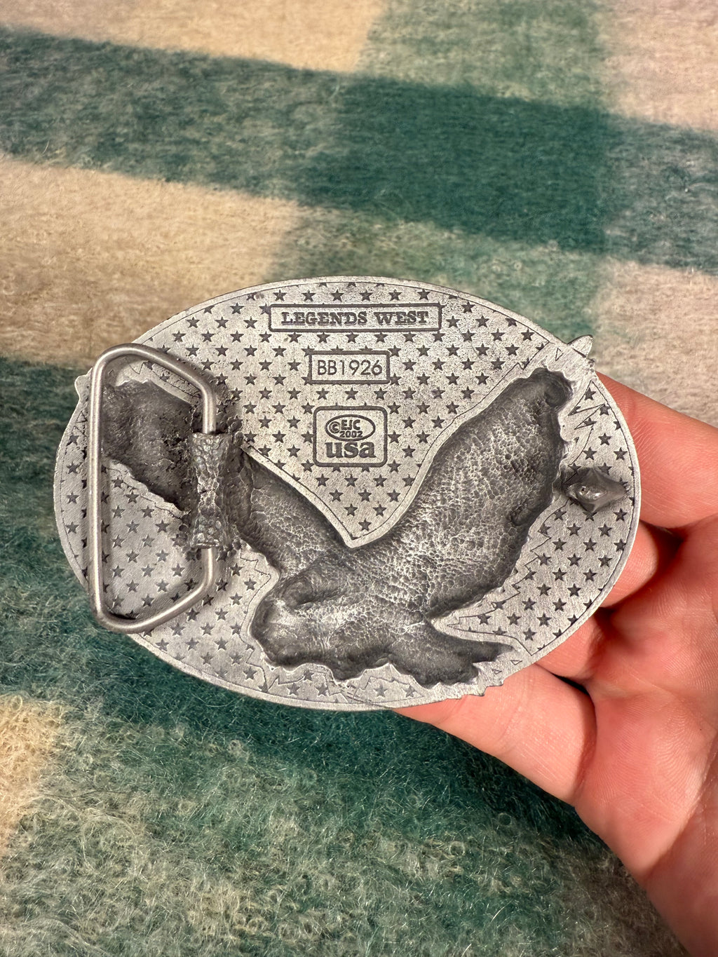 Vintage 2002 Bald Eagle Flag Belt Buckle