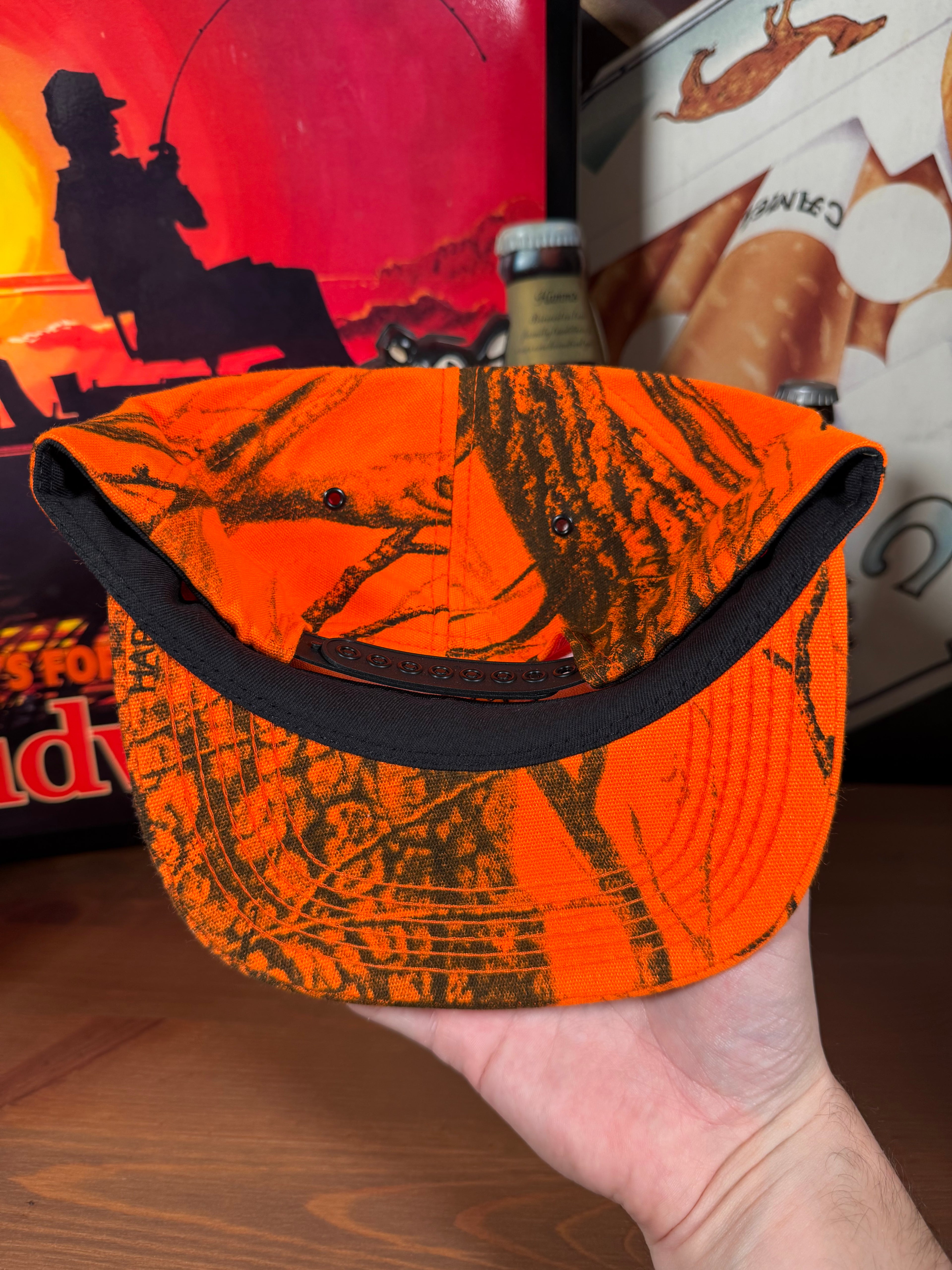 Vintage Golden Harvest Realtree Orange Camo K Products Snapback