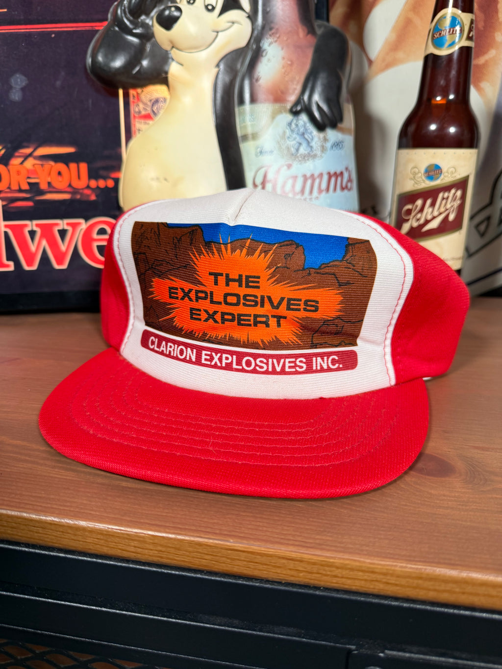 Vintage Explosives Expert Red Trucker Hat