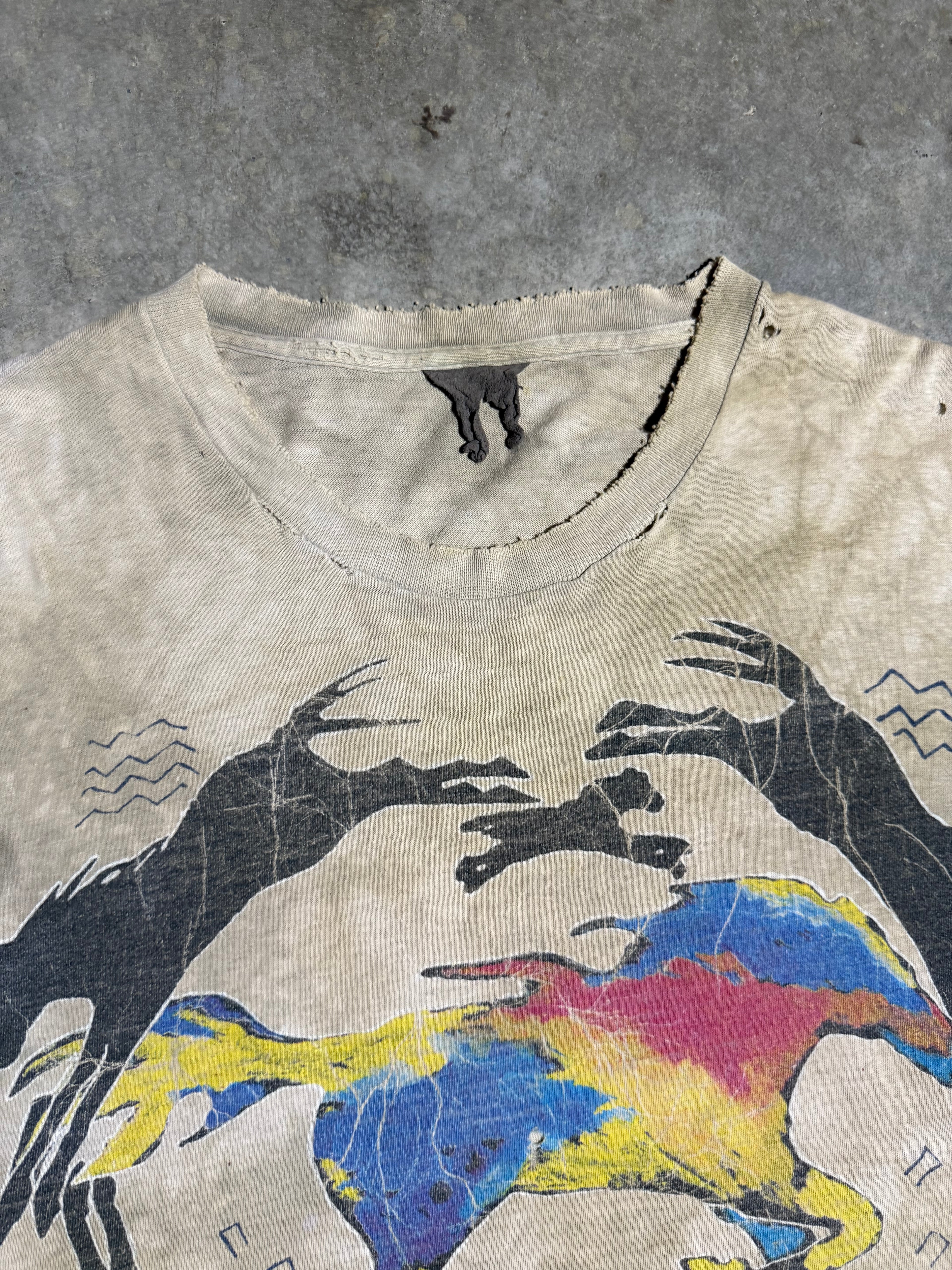 Vintage 90s Running Horse Dyed Distressed T-Shirt (2XL)