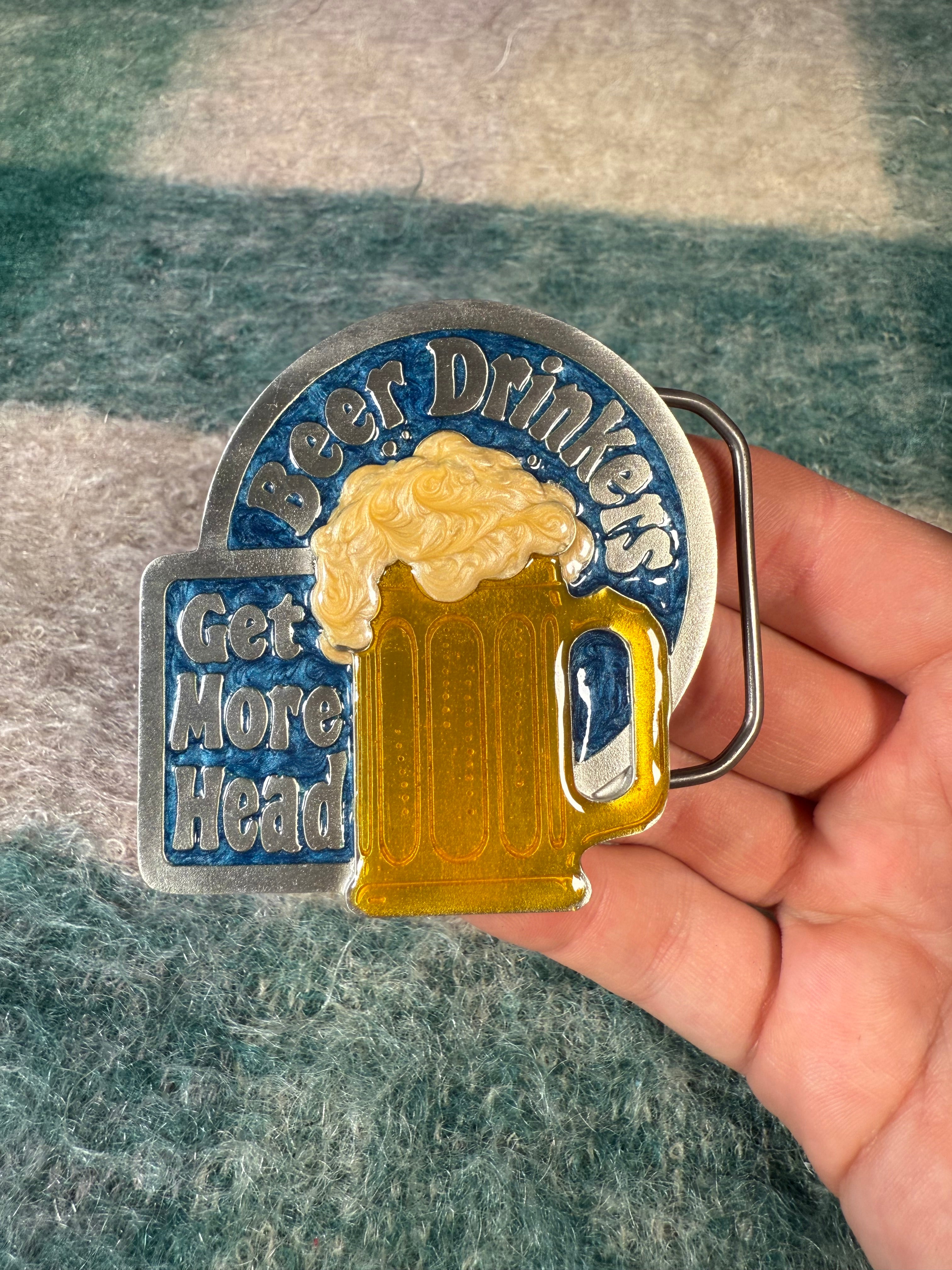Vintage Beer Drinkers Get More Head Belt Buckle