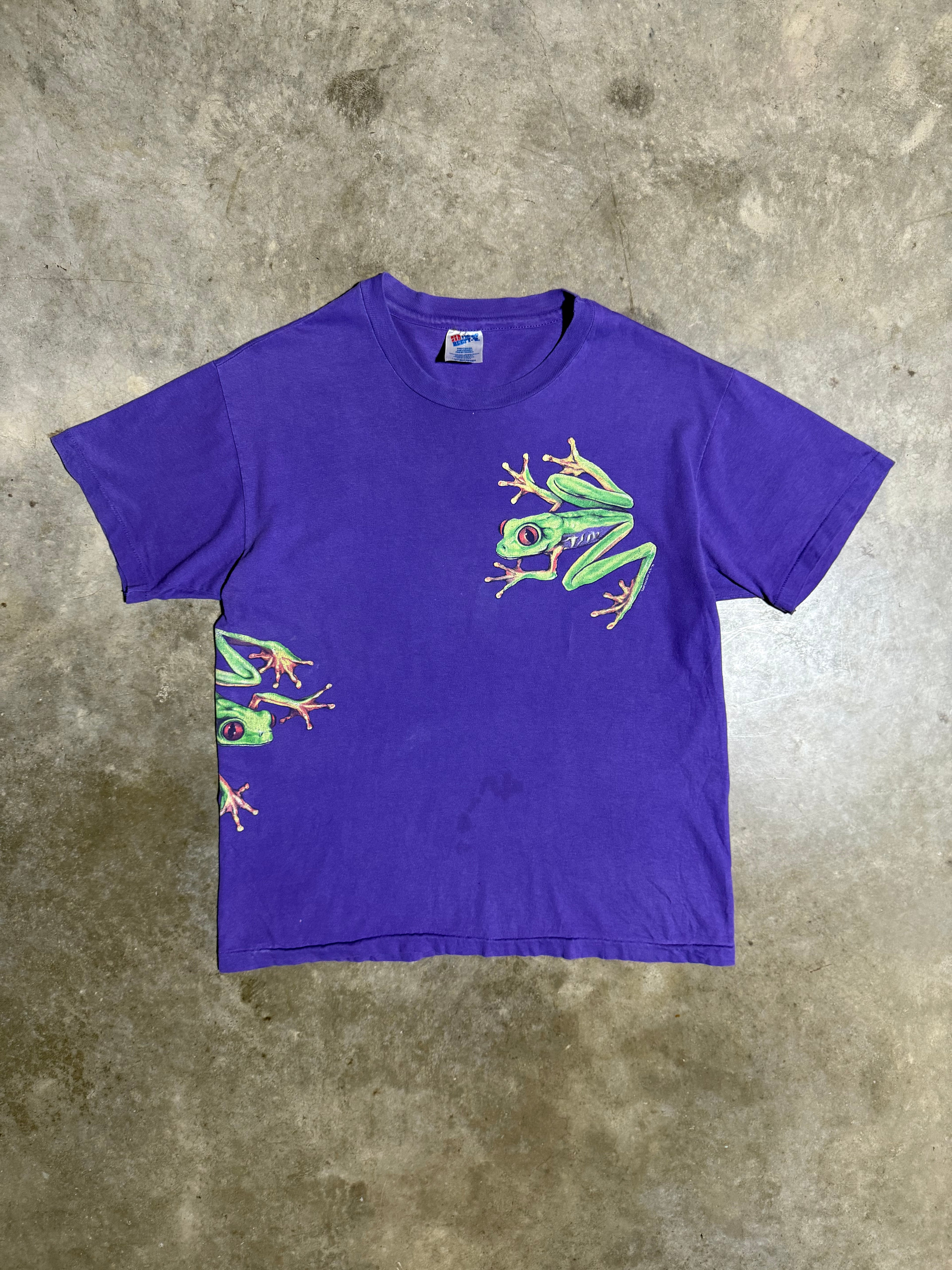 Vintage 90s Wrap Around Print Frog Shirt (M)
