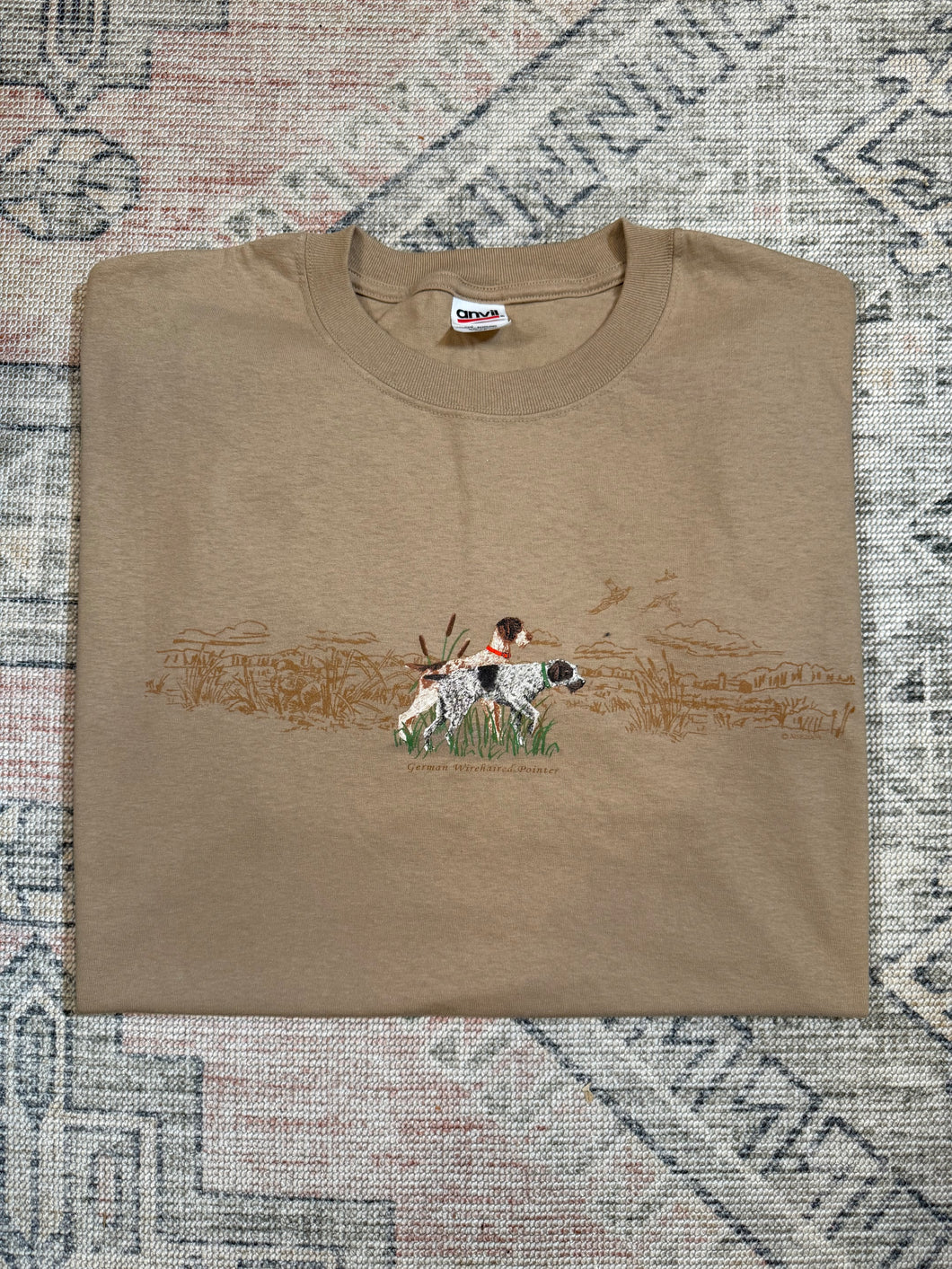 Vintage German Wirehaired Pointer Dog T-Shirt (2XL)