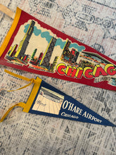 Load image into Gallery viewer, Lot of 2 Vintage Pennants - Chicago and O’Hare Airport
