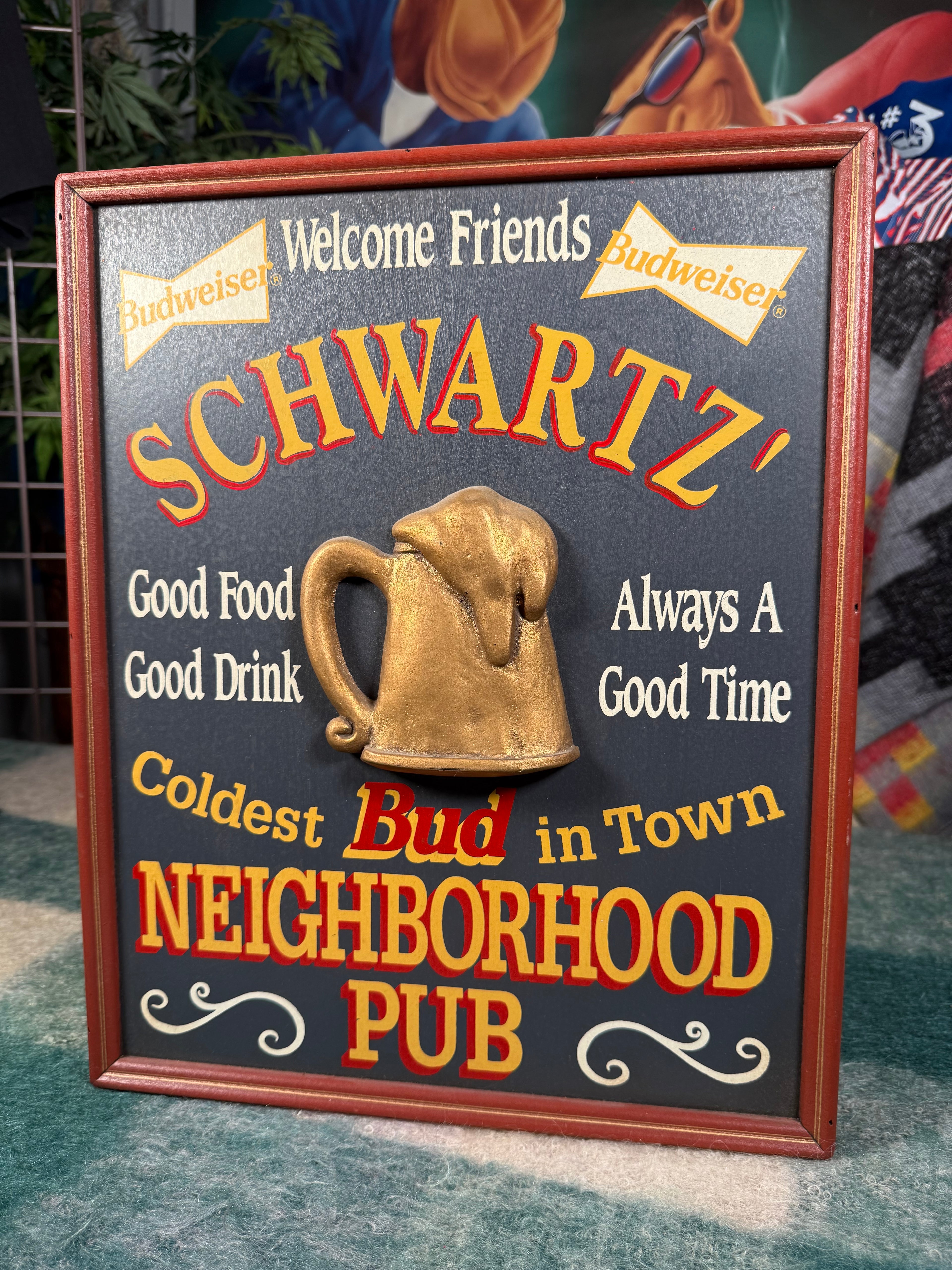 Vintage Budweiser Neighborhood Pub Bar Sign
