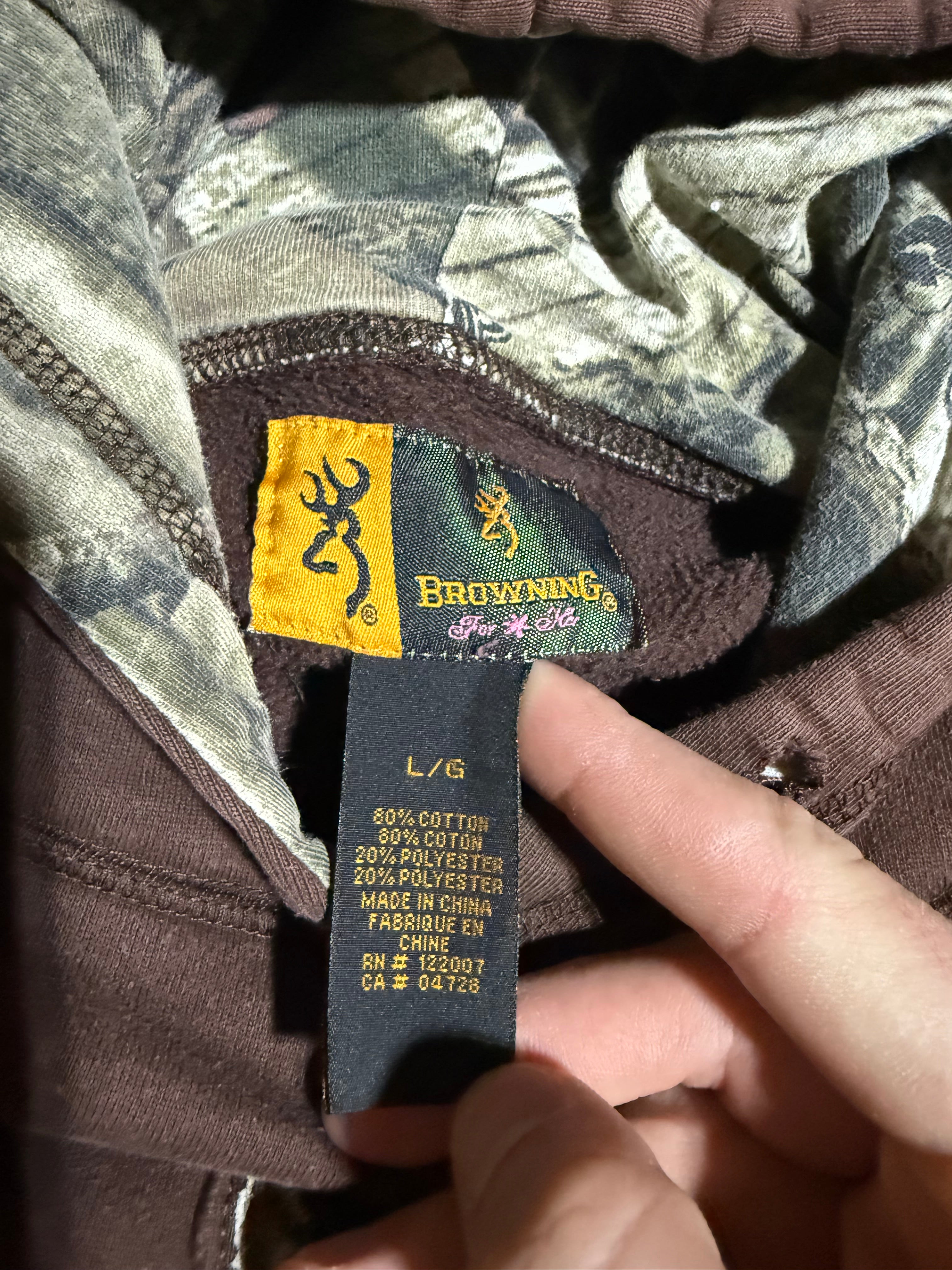 Vintage Woman’s Browning Brown and Camo Hoodie (WL)