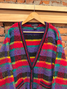 Vintage 90s Counterparts Rainbow Knit Cardigan Sweater (L)