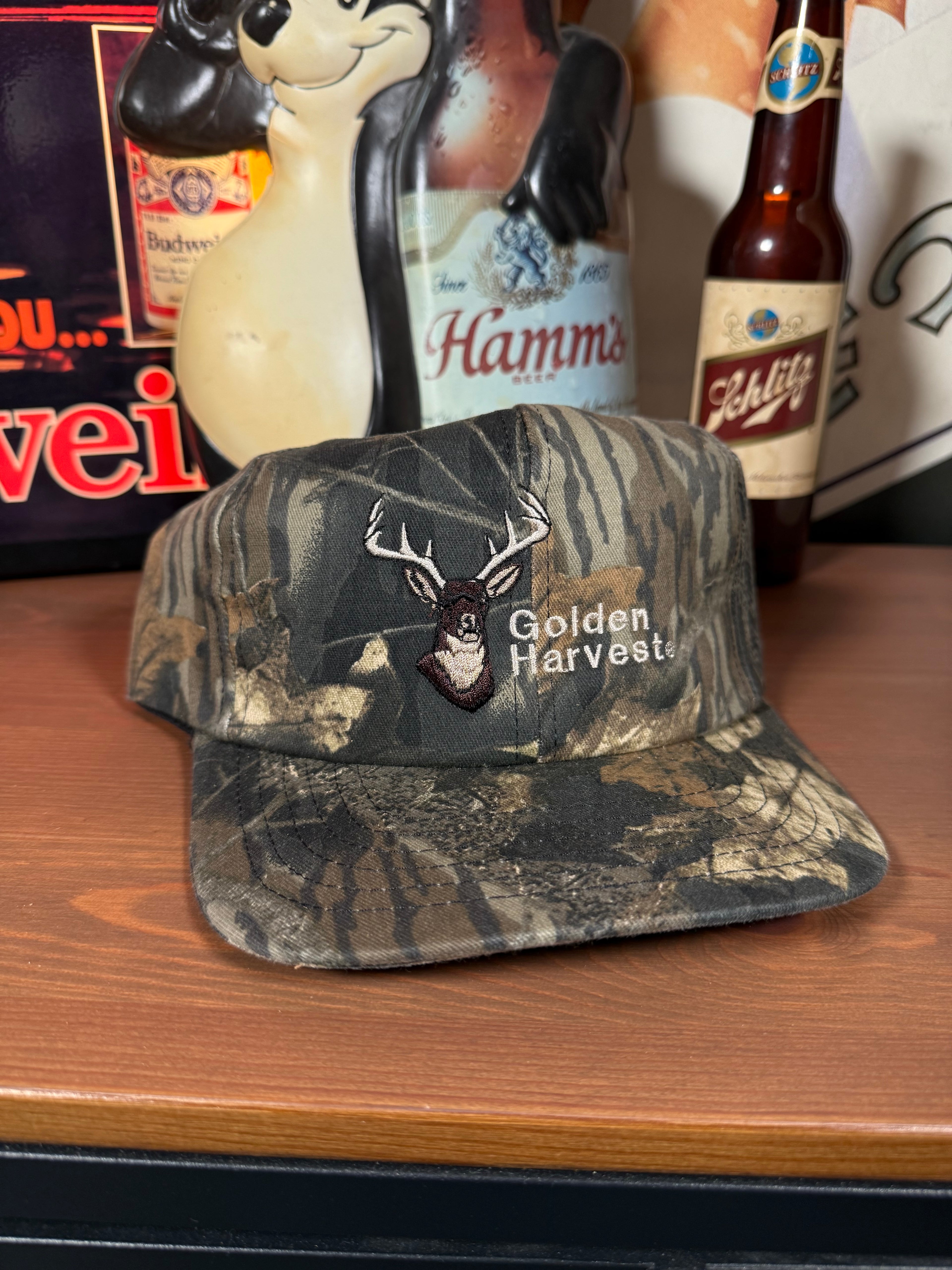 Vintage Golden Harvest Buck Camo Snapback Hat