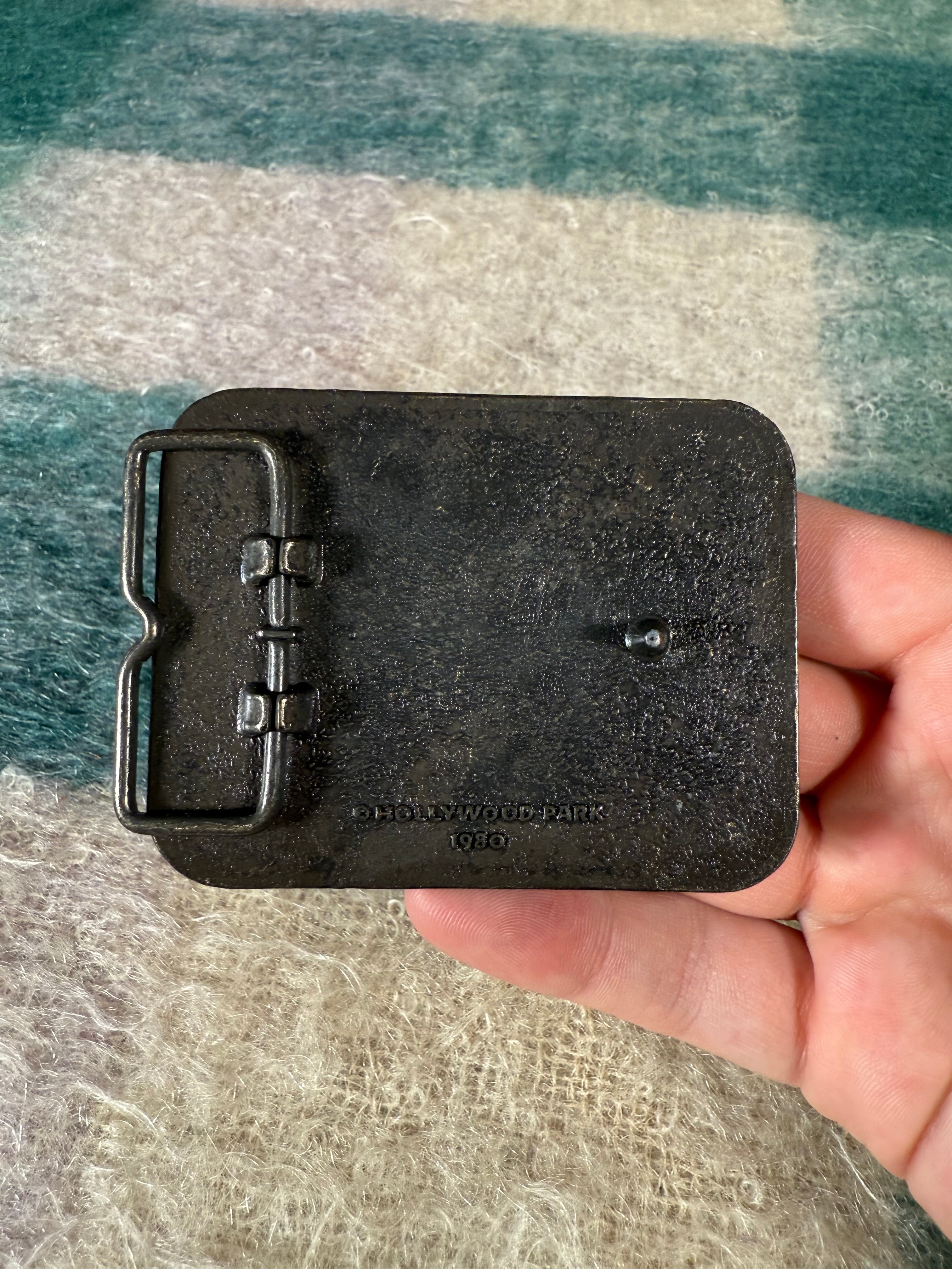 Vintage 1980 Hollywood Park Walk of Fame Horse Belt Buckle