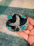 Vintage Black and Turquoise Eagle Belt Buckle