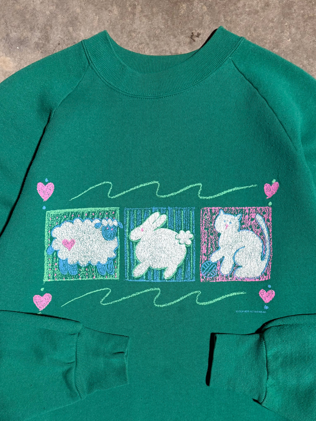 Vintage 80s Sheep Bunny and Cat Crewneck (M)