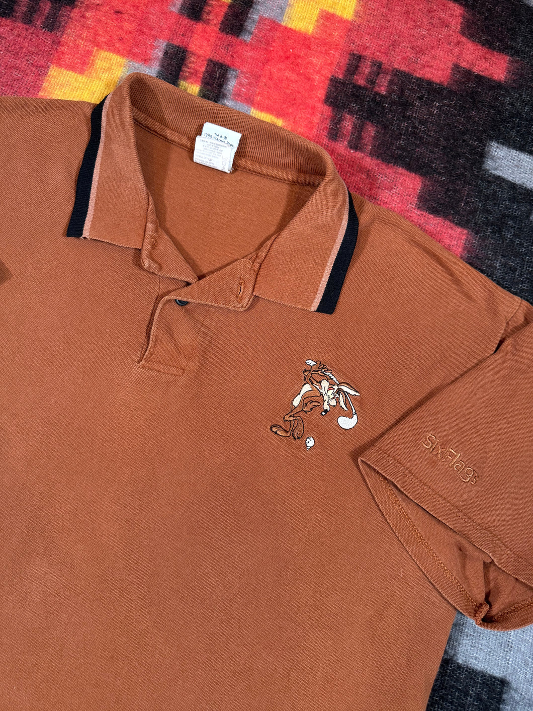 Vintage 1999 Six Flags Looney Tunes Golf Polo Shirt (XL)