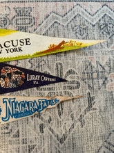 Load image into Gallery viewer, Lot of 3 Vintage Pennants - Syracuse, Luray Caverns and Niagara Falls
