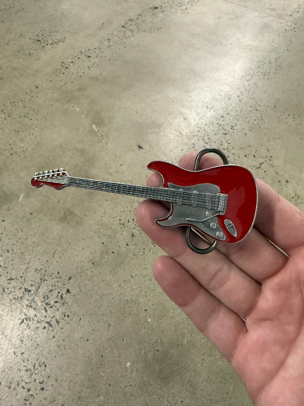 Vintage 2004 Red Guitar Belt Buckle