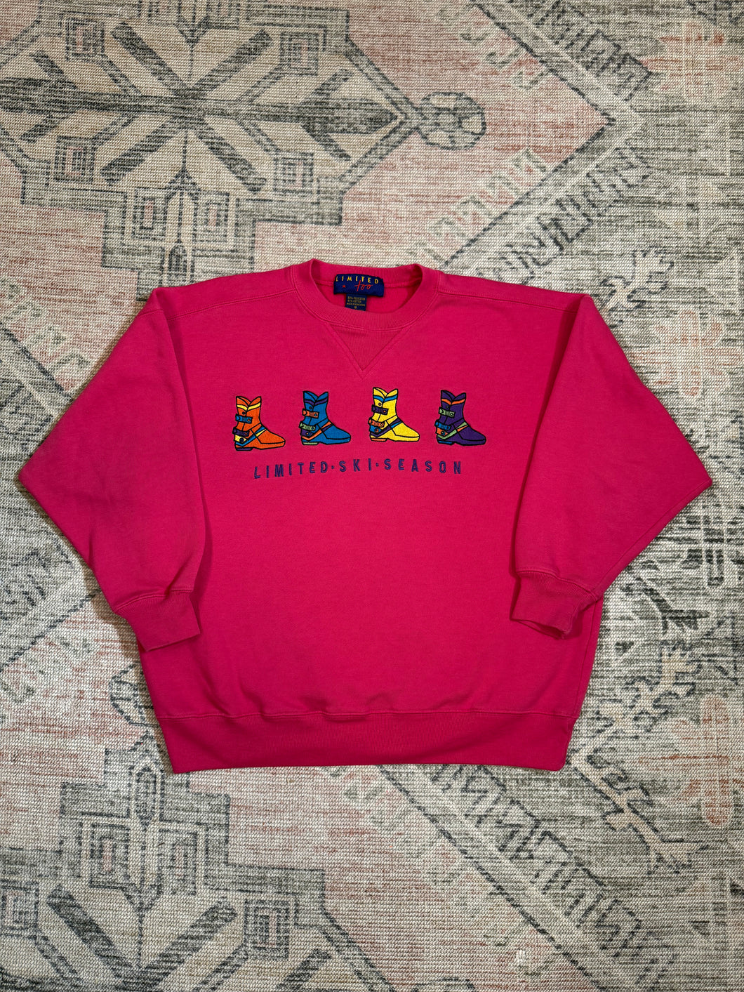 Vintage Limited Ski Season Embroidered Kids Sweatshirt (Youth 8)