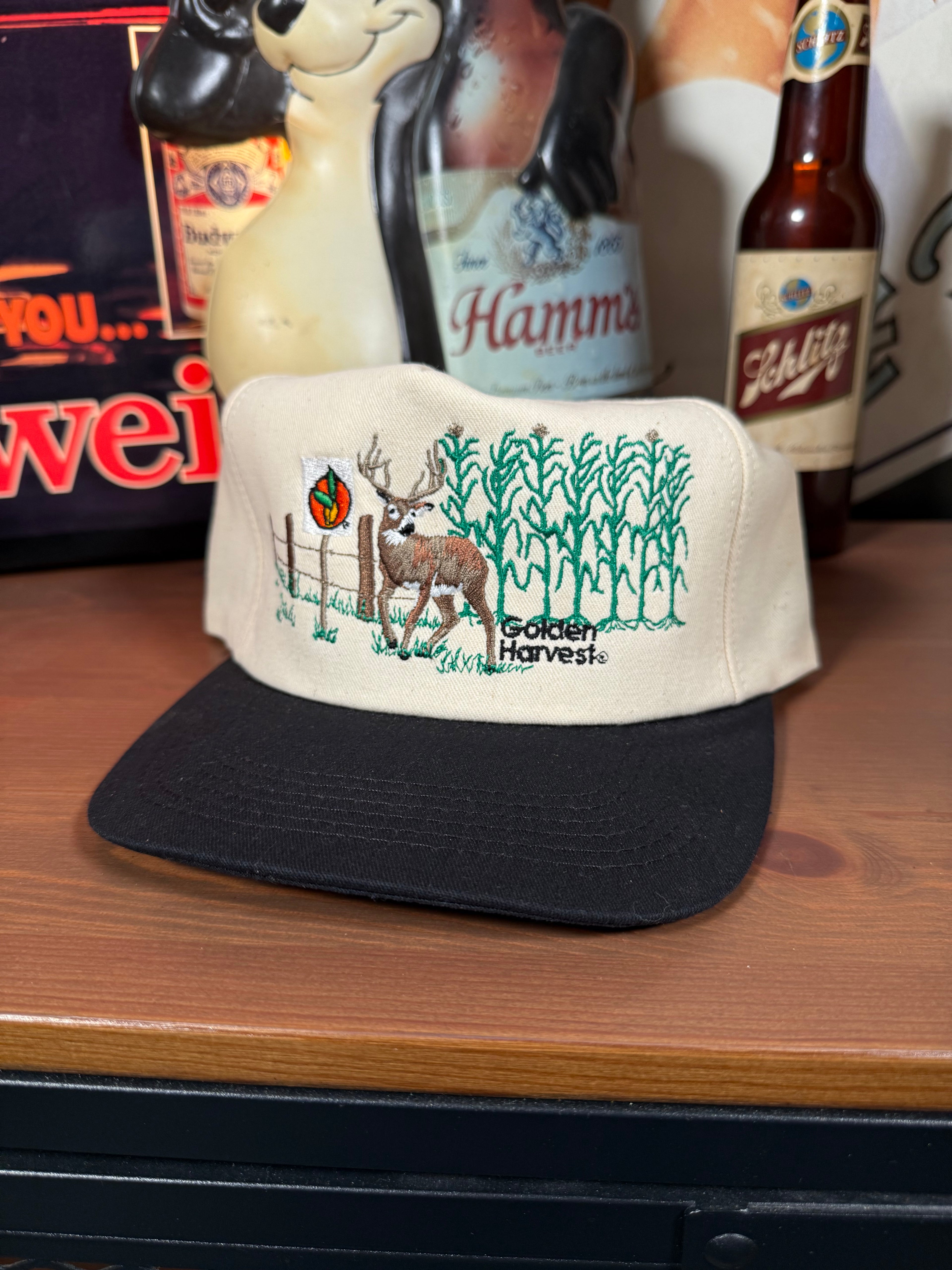 Vintage Golden Harvest Seed Deer K Products Snapback Hat