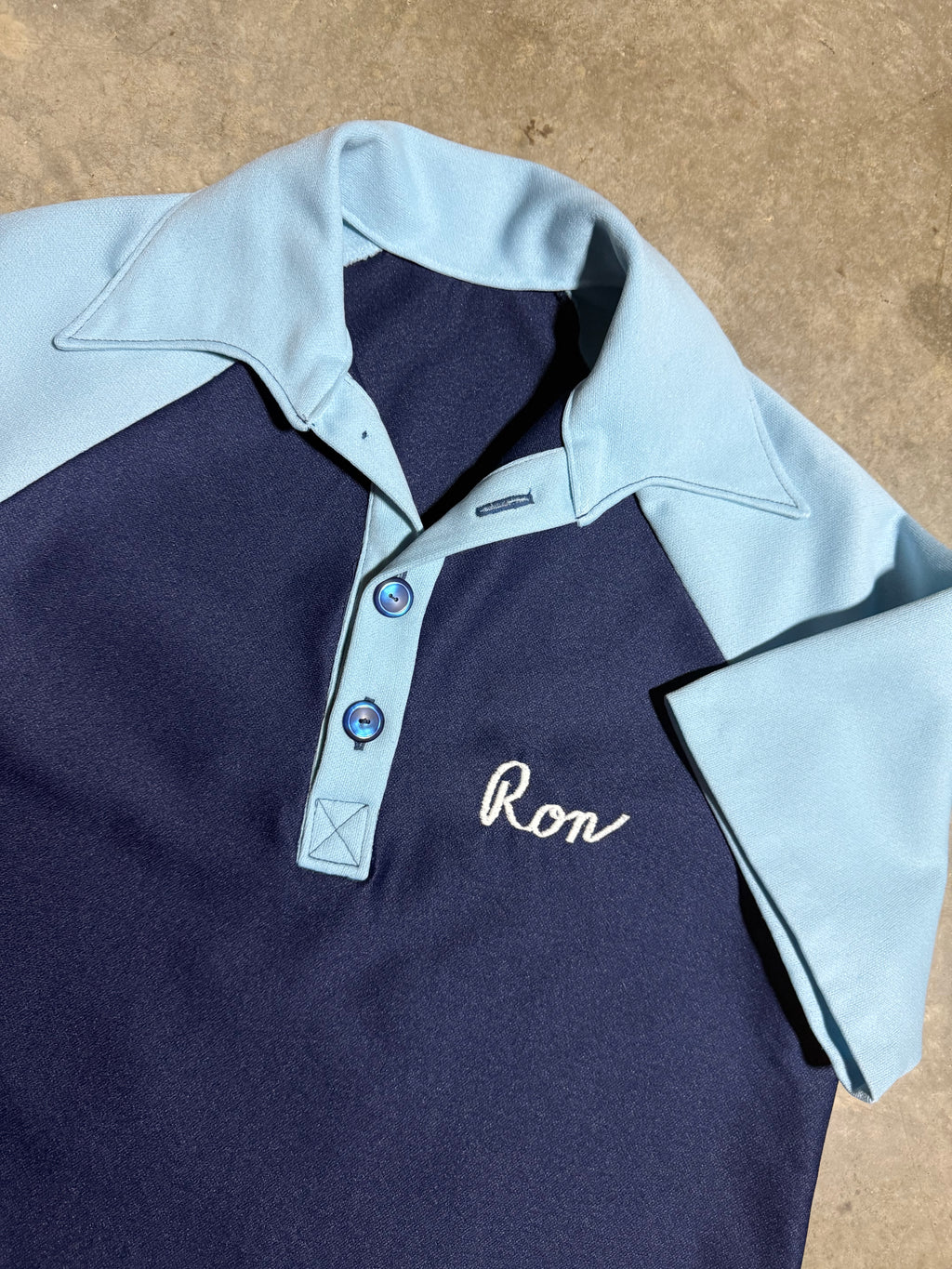 Vintage 70s Ron Roberts Chainstitched Bowling Shirt (M)