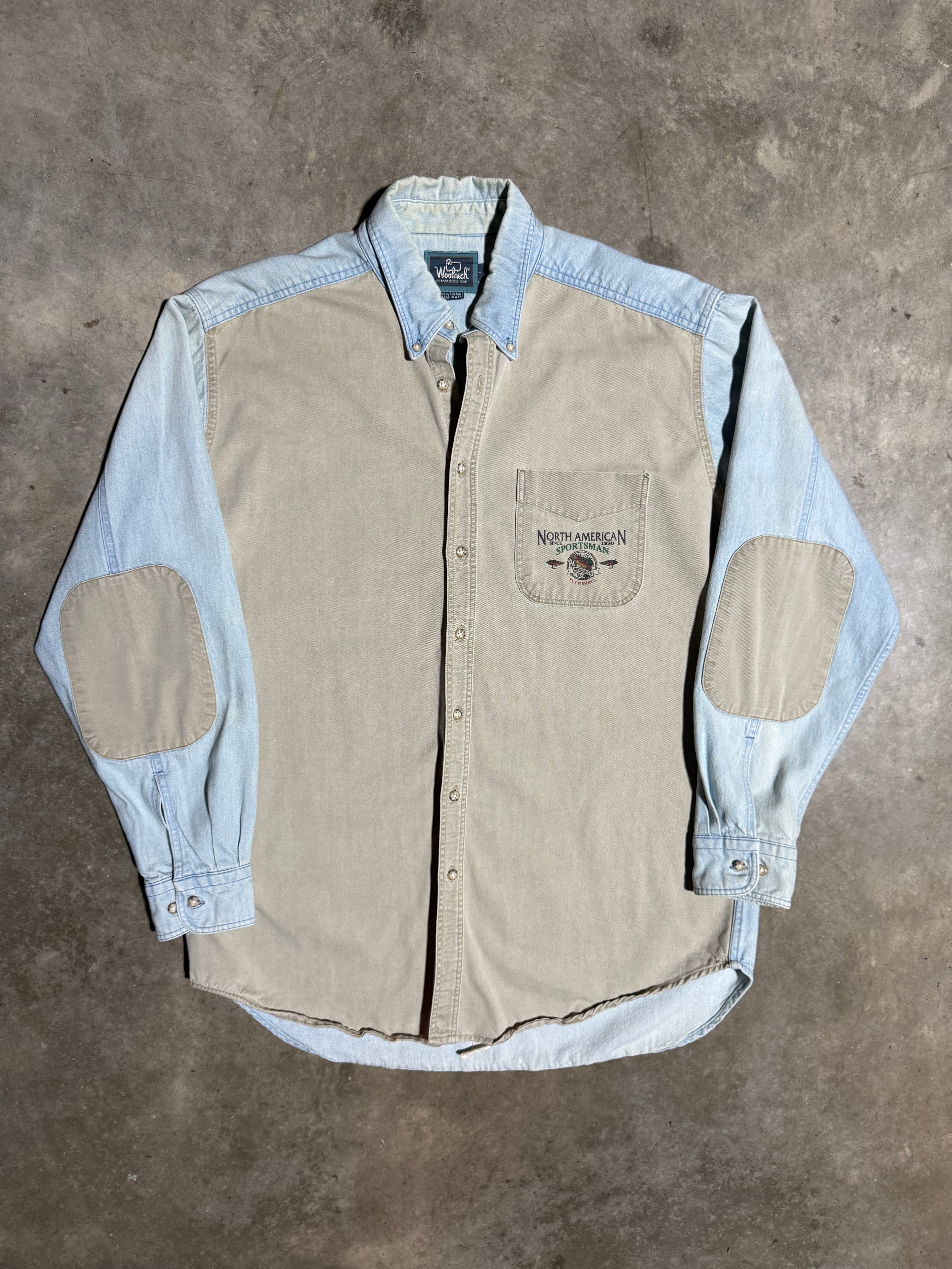 Vintage Woolrich Sportsman Denim Button Down Shirt (L)