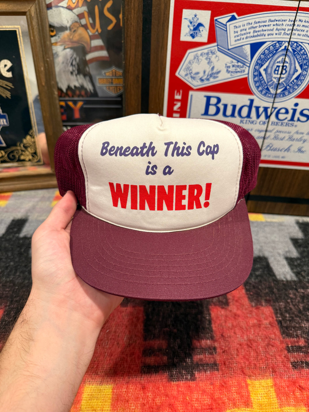 Vintage Beneath This Cap Is A Winner Trucker Hat